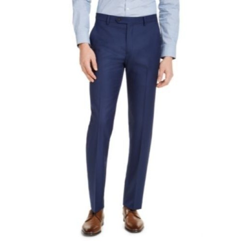 Alfani Slim Fit Dress Pants Mens 33x30 Blue Travel Wrinkle Resist Stretch New